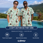 Friends in matching Men's Claus Carnival Custom Face Shirt & Shorts Set — a group gift photo