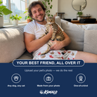 Friends in matching Men's Yule Pouches Custom Cat Face Beach Shorts — a group gift photo