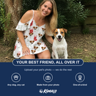 Friends in matching Women's Yule Pouches Custom Dog Face Off-Shoulder Dress — a group gift photo