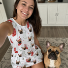 Selfie with the pet whose face is printed all over this Women's Yule Pouches Custom Dog Face Tank Dress