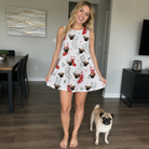 Full-length photo with the pet printed all over this Women's Yule Pouches Custom Dog Face Tank Dress