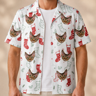 Man wearing Men's Yule Pouches Custom Cat Face Hawaiian Shirt open over a white tee