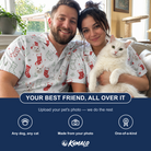 Friends in matching Women's Yule Pouches Custom Cat Face Hawaiian Shirt — a group gift photo