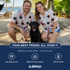 Friends in matching Women's Yule Pouches Custom Dog Face Hawaiian Shirt — a group gift photo