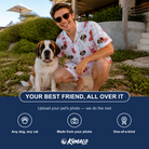 Friends in matching Men's Yule Pouches Custom Dog Face Shirt & Shorts Set — a group gift photo