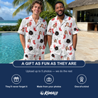 Friends in matching Men's Yule Pouches Custom Face Shirt & Shorts Set — a group gift photo