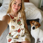 Selfie with the pet whose face is printed all over this Women's Chime Charms Custom Dog Face Tank Dress