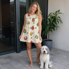 Full-length photo with the pet printed all over this Women's Chime Charms Custom Dog Face Tank Dress