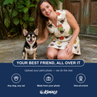 Friends in matching Women's Chime Charms Custom Dog Face V-Neck Dress — a group gift photo