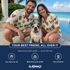 Friends in matching Men's Chime Charms Custom Dog Face Hawaiian Shirt — a group gift photo