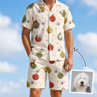 Man wearing Men's Chime Charms Custom Dog Face Shirt & Shorts Set — custom faces printed all-over