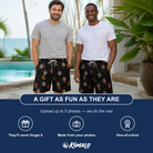 Friends in matching Men's Stocking Stuffer Custom Face Beach Shorts — a group gift photo