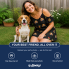 Friends in matching Women's Stocking Stuffer Custom Dog Face Off-Shoulder Dress — a group gift photo