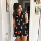 Real-life photo of someone wearing Women's Stocking Stuffer Custom Face V-Neck Dress — custom faces printed all-over