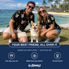 Friends in matching Men's Stocking Stuffer Custom Dog Face Hawaiian Shirt — a group gift photo