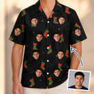 Man wearing Men's Stocking Stuffer Custom Face Hawaiian Shirt — custom faces printed all-over