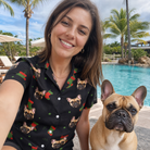 Selfie with the pet whose face is printed all over this Women's Stocking Stuffer Custom Dog Face Hawaiian Shirt