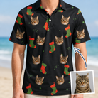 Man wearing Men's Stocking Stuffer Custom Cat Face Polo Shirt — custom faces printed all-over