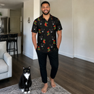 Full-length photo with the pet printed all over this Men's Stocking Stuffer Custom Cat Face Polo Shirt