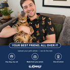 Friends in matching Men's Stocking Stuffer Custom Cat Face Polo Shirt — a group gift photo