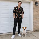 Full-length photo with the pet printed all over this Men's Stocking Stuffer Custom Dog Face Polo Shirt