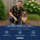 Friends in matching Men's Stocking Stuffer Custom Dog Face Polo Shirt — a group gift photo