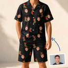 Man wearing Men's Stocking Stuffer Custom Face Shirt & Shorts Set — custom faces printed all-over