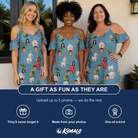 Friends in matching Women's Glimmer Globes Custom Face Off-Shoulder Dress — a group gift photo