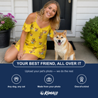 Friends in matching Women's Antler Antics Custom Dog Face Off-Shoulder Dress — a group gift photo