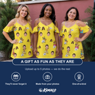 Friends in matching Women's Antler Antics Custom Face Off-Shoulder Dress — a group gift photo