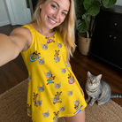 Selfie with the pet whose face is printed all over this Women's Antler Antics Custom Cat Face Tank Dress