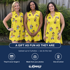Friends in matching Women's Antler Antics Custom Face V-Neck Dress — a group gift photo