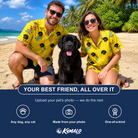 Friends in matching Men's Antler Antics Custom Dog Face Hawaiian Shirt — a group gift photo