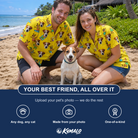 Friends in matching Women's Antler Antics Custom Dog Face Hawaiian Shirt — a group gift photo