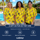 Friends in matching Women's Antler Antics Custom Face Hawaiian Shirt — a group gift photo