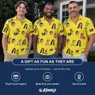 Friends in matching Men's Antler Antics Custom Face Polo Shirt — a group gift photo