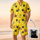 Man wearing Men's Antler Antics Custom Cat Face Shirt & Shorts Set — custom faces printed all-over