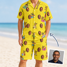 Man wearing Men's Antler Antics Custom Face Shirt & Shorts Set — custom faces printed all-over