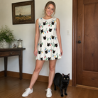 Full-length photo with the pet printed all over this Women's Twinkle Tangled Custom Cat Face Tank Dress
