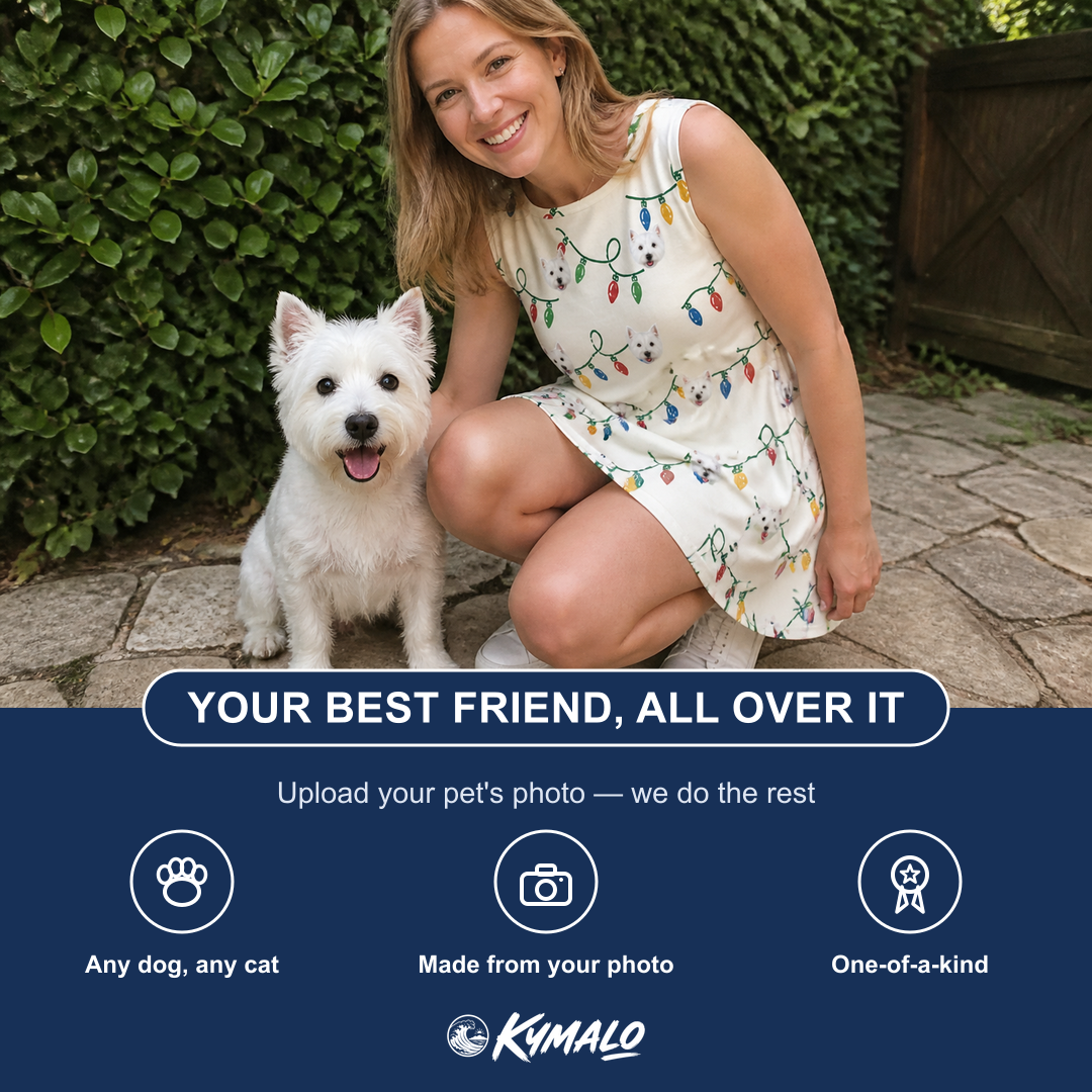 Friends in matching Women's Twinkle Tangled Custom Dog Face Tank Dress — a group gift photo