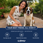 Friends in matching Women's Twinkle Tangled Custom Dog Face V-Neck Dress — a group gift photo