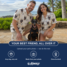 Friends in matching Men's Twinkle Tangled Custom Dog Face Hawaiian Shirt — a group gift photo