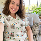 Selfie with the pet whose face is printed all over this Women's Twinkle Tangled Custom Cat Face Hawaiian Shirt