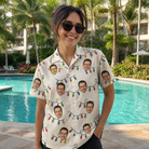 Real-life photo of someone wearing Women's Twinkle Tangled Custom Face Hawaiian Shirt — custom faces printed all-over