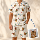 Man wearing Men's Twinkle Tangled Custom Cat Face Shirt & Shorts Set — custom faces printed all-over