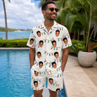 Real-life photo of someone wearing Men's Twinkle Tangled Custom Face Shirt & Shorts Set — custom faces printed all-over