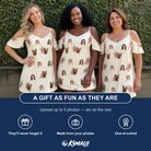 Friends in matching Women's Poinsettia Pop Custom Face Off-Shoulder Dress — a group gift photo