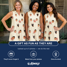 Friends in matching Women's Poinsettia Pop Custom Face V-Neck Dress — a group gift photo
