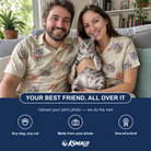 Friends in matching Men's Poinsettia Pop Custom Cat Face Hawaiian Shirt — a group gift photo