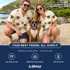 Friends in matching Men's Poinsettia Pop Custom Dog Face Hawaiian Shirt — a group gift photo